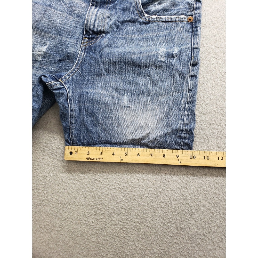 Uniqlo Women Short 26 Blue Distressed Logo 5 Pocket 100% Cotton Casual Denim - Picture 7 of 16